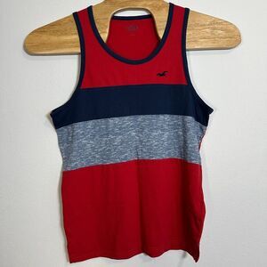Y2K Hollister California Pullover Tank Top‎ Mens Small Red Striped Sleeveless